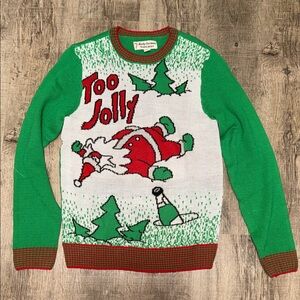 Festive Green Tipsy Elves Christmas Sweater